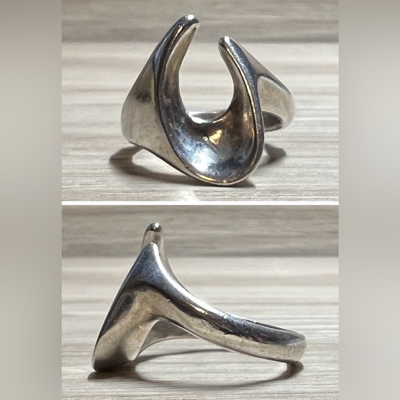 Vintage Handmade Sterling Silver Abstract Modernist Tapered Band Ring, Size 6 - Picture 1 of 10